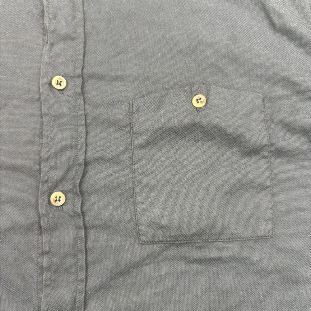 INIS MEAIN Shirt Men Black Long Sleeve Button Down Cotton Pocket Italy Made Sz L - Picture 4 of 10